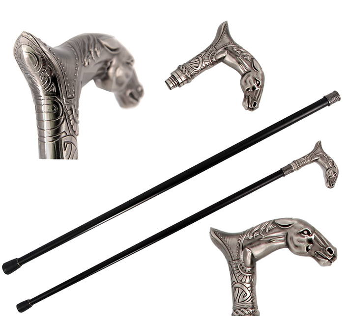 Silver Horse Swagger Cane / Walking Stick